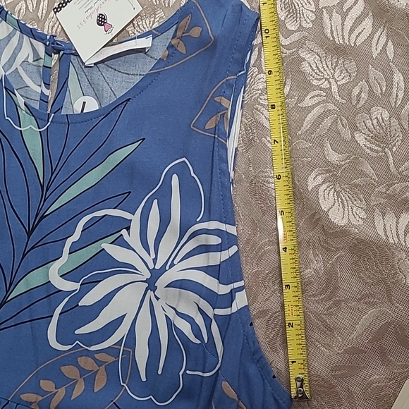 NWT Sleeveless Tiered Maxi Dress Sundress Blue with Floral Print Size Large - Picture 15 of 17